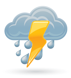 Thunderstorms. Partly cloudy. Mild.